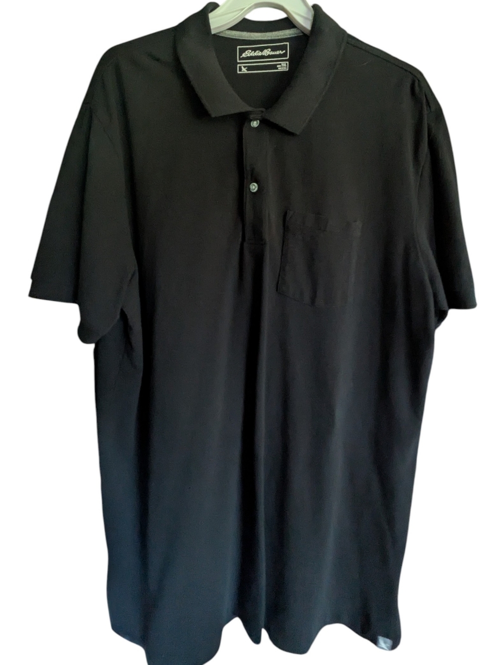 Eddie Bauer Men's Tall‎, Black Short Sleeve Classic Polo. XLT, EUC